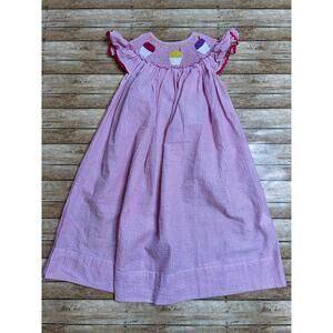 Nola Smocked Pink Seersucker Snowball Dress 4T